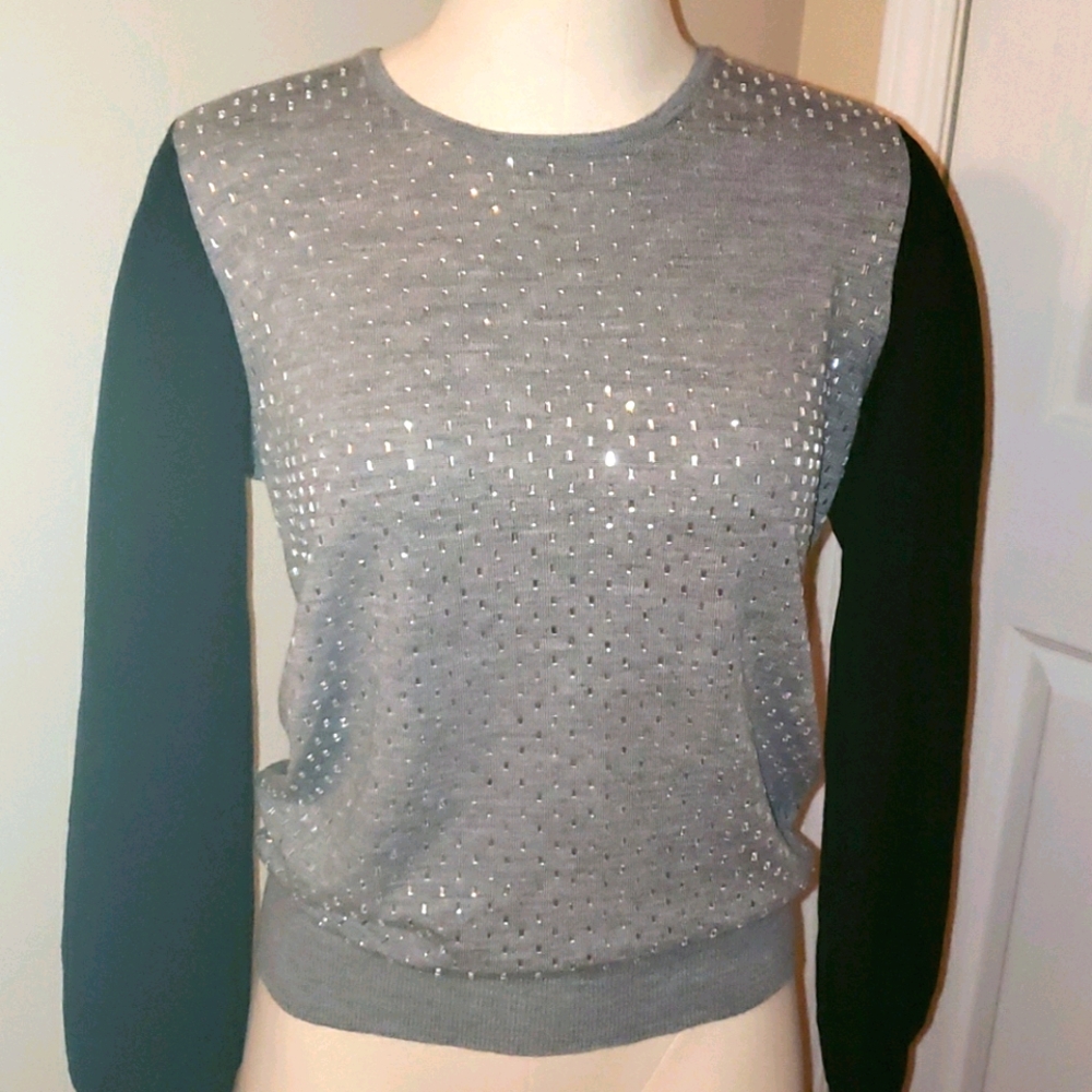 Malene Birger black and gray sweater with crystals